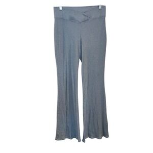 Gilly Hicks Yoga Classic Flare Leggings Ribbed Crossover Waist Light Blue Size S